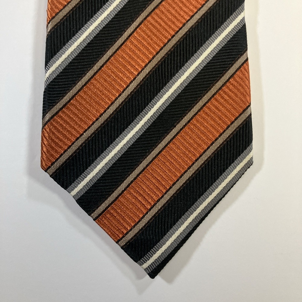 JZ Richards Boulder Silk Tie Orange Black Stripe Handmade in USA